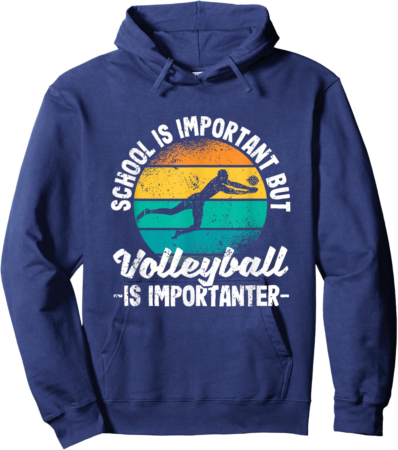 School Is Important But Volleyball Is Importanter Youth Kids Hoodie - Hoodie | Navy