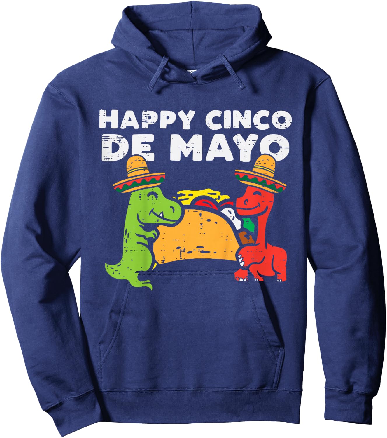 Kids Happy Cinco De Mayo Dinos Taco Mexican Kids Toddler Boys Hoodie - Hoodie | Navy