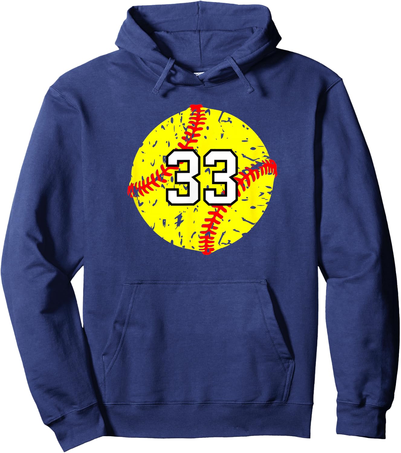 Softball Number #33 Hoodie - Hoodie | Navy
