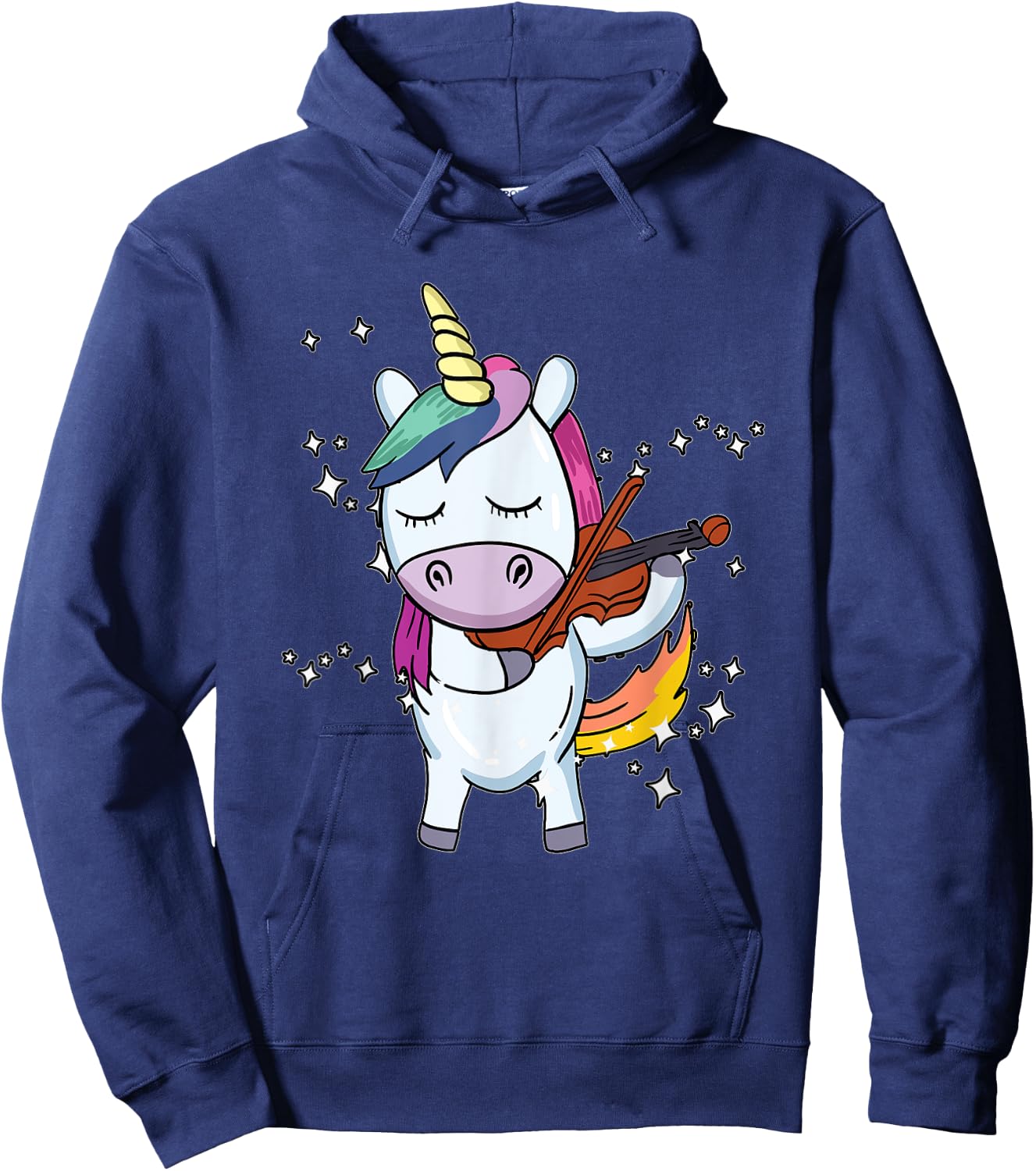 Funny Violin Unicorn With Fiddlestick Playing Instrument Hoodie - Hoodie | Navy