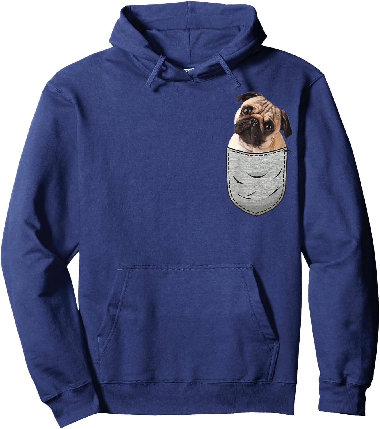 Pug Pug Carlin Carlino Chest Bag Pocket Dog Owners Hoodie - Hoodie | Navy