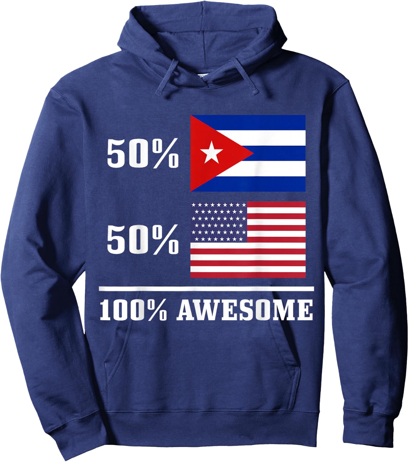 50% Cuba 50% USA Cuban American Flag Pride Heritage Hoodie - Hoodie | Navy