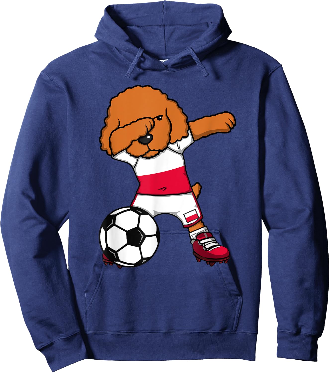 Dabbing Poodle Dog Poland Soccer Fans Jersey Football Lovers Hoodie - Hoodie | Navy