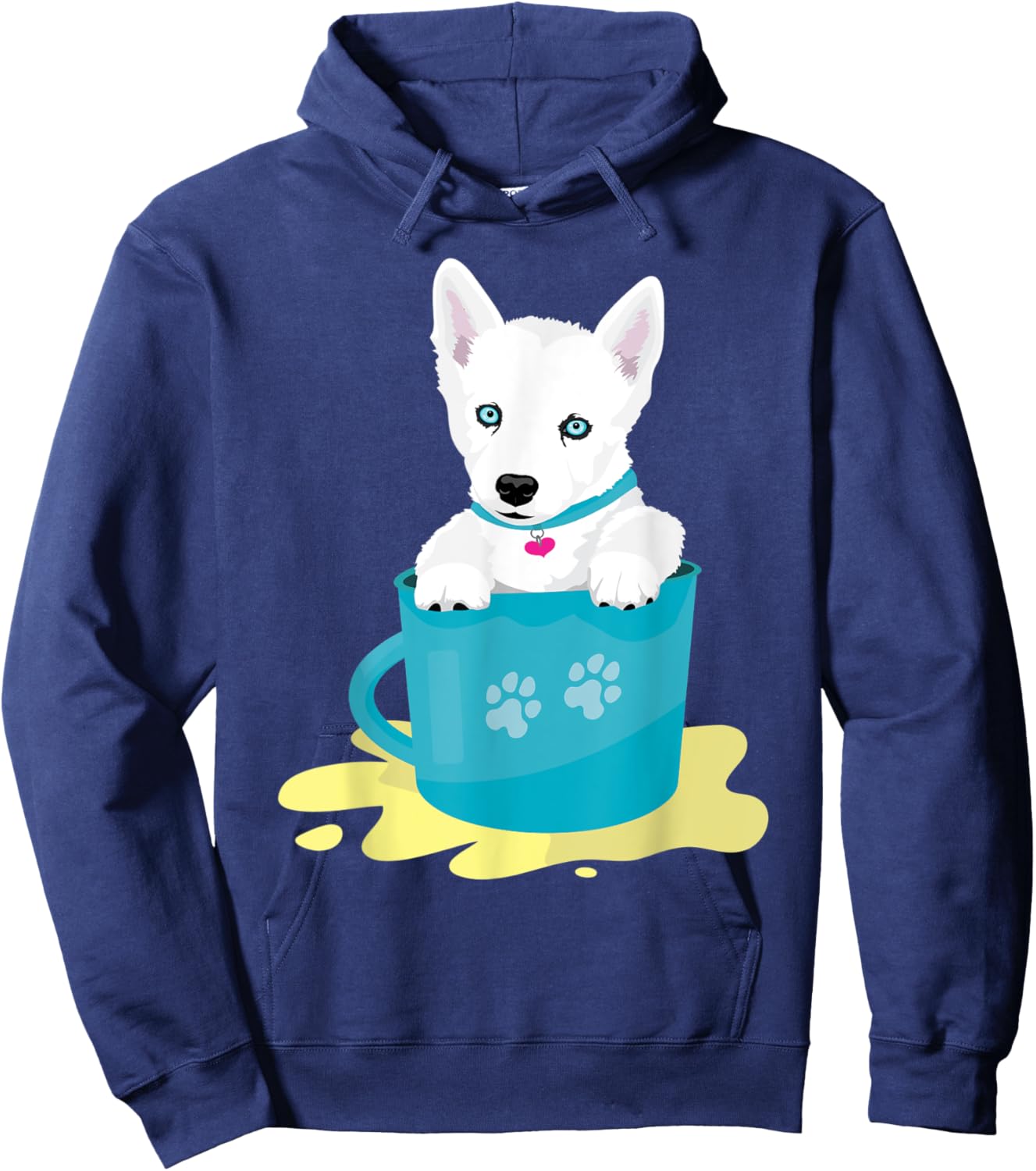 super cute white Siberian Husky puppy Hoodie - Hoodie | Navy