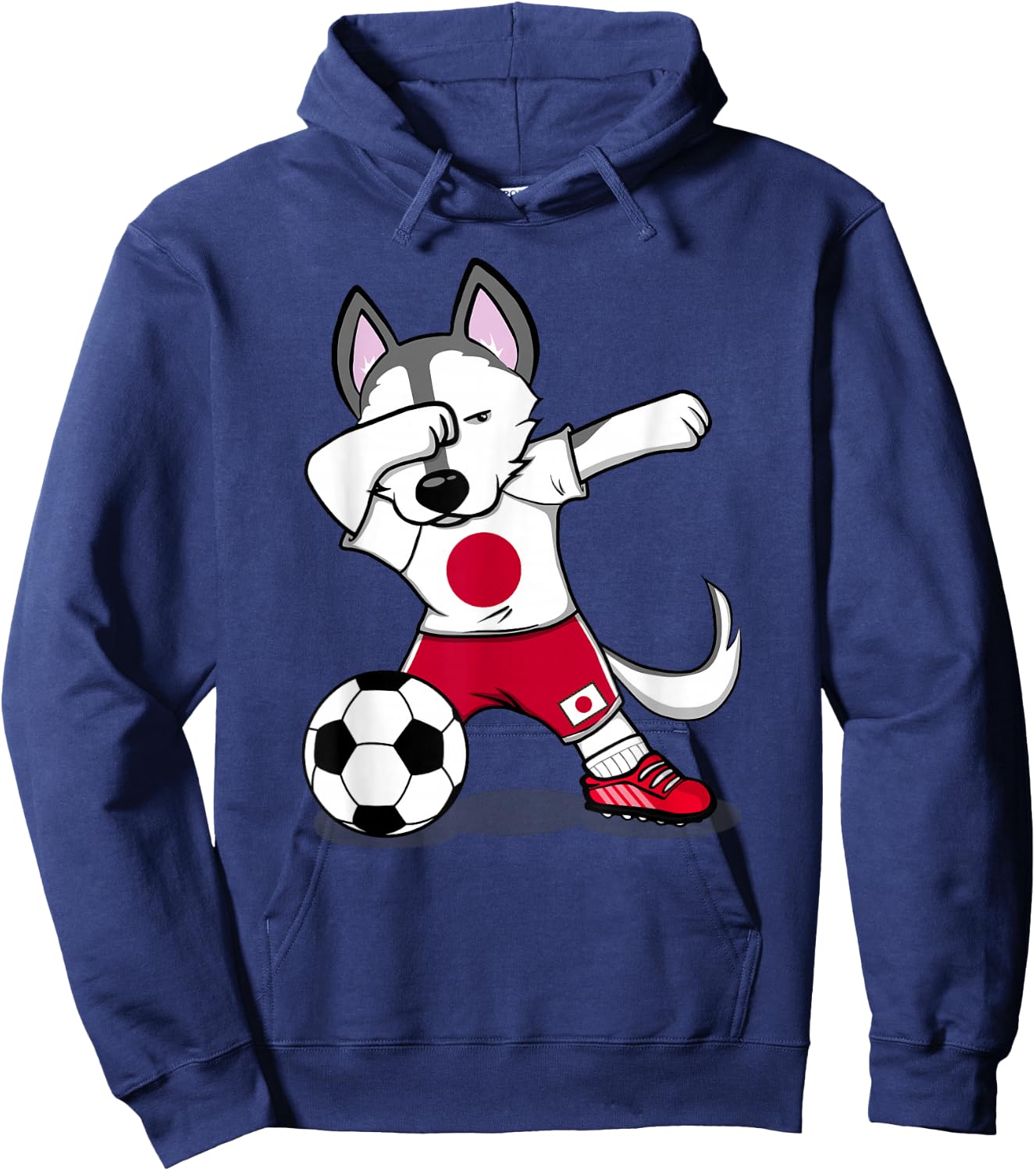 Dabbing Husky Japan Soccer Fans Jersey Japanese Football Art Hoodie - Hoodie | Navy