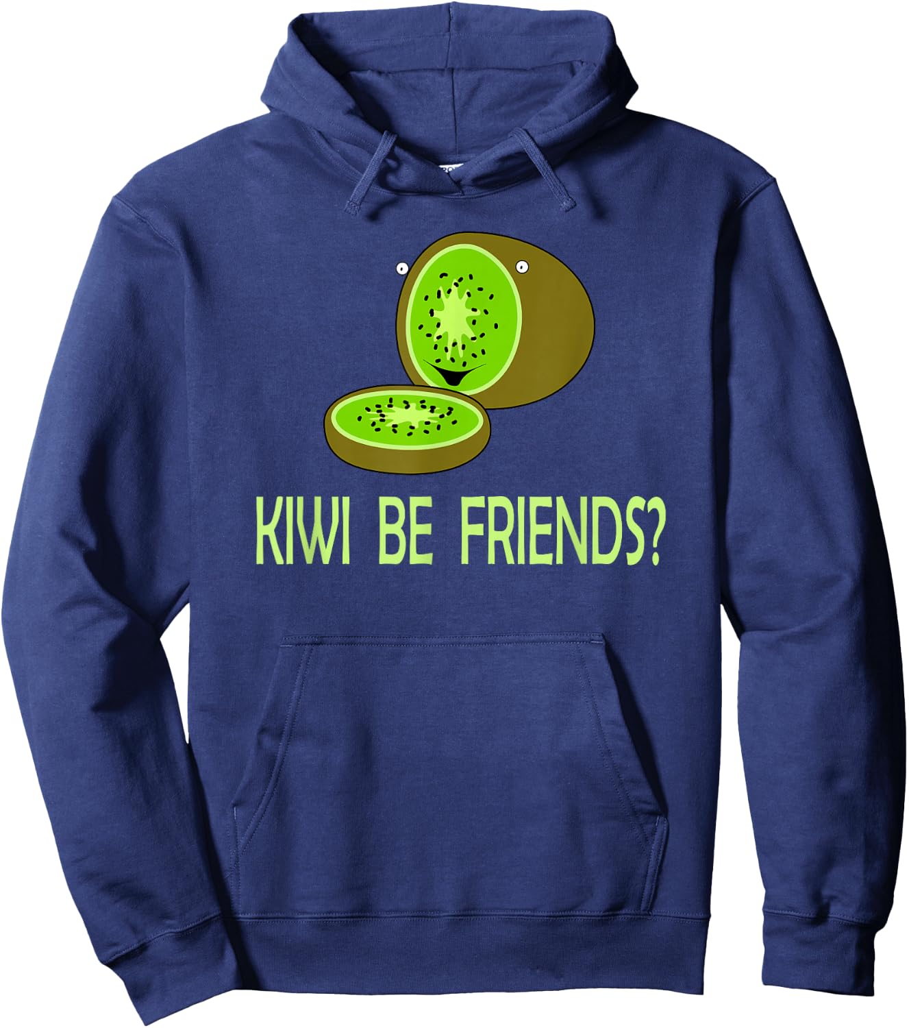 KIWI BE FRIENDS Fun Party Fruit Design Hoodie - Hoodie | Navy