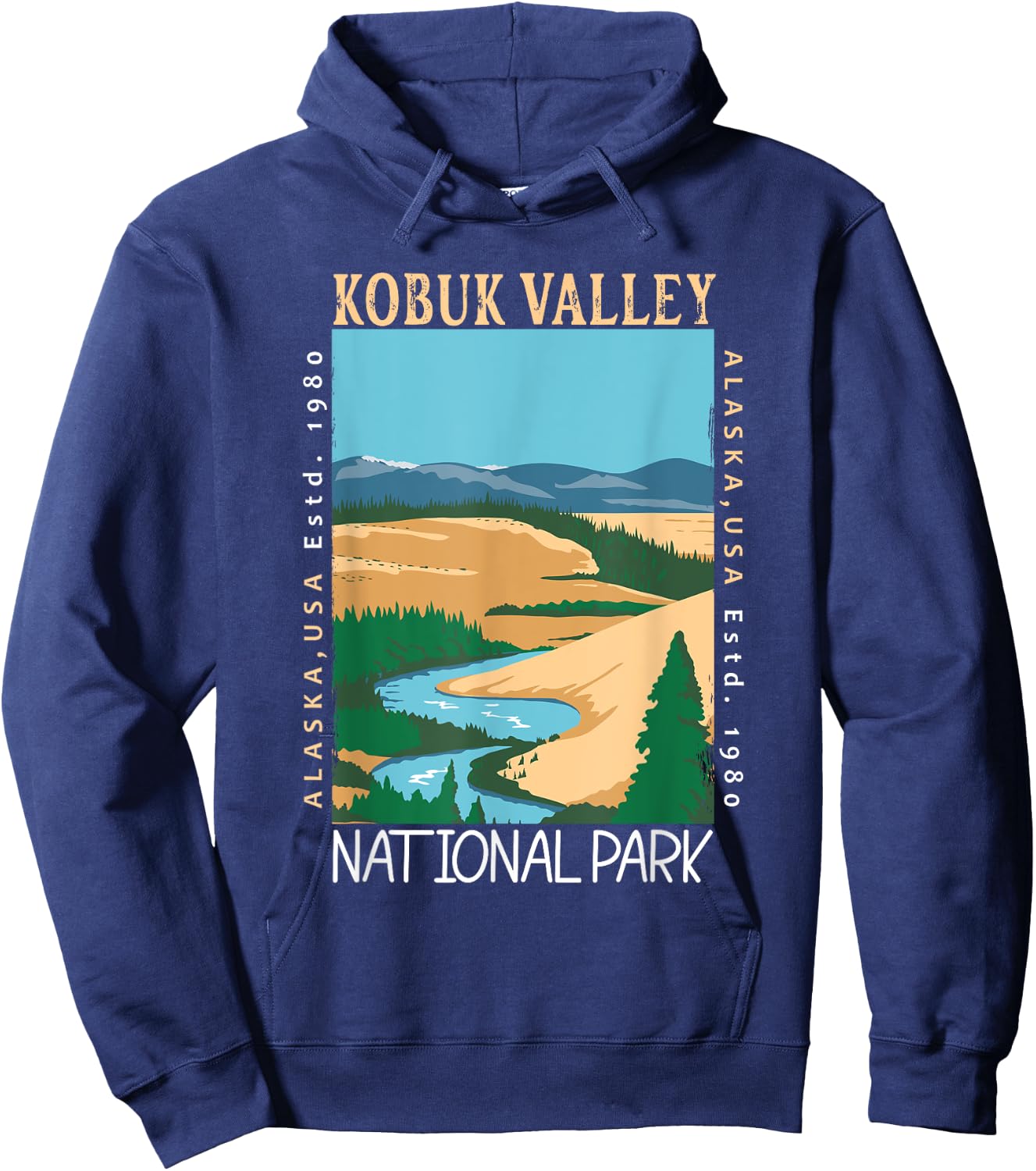 Kobuk Valley National Park Alaska Distressed Vintage Hoodie - Hoodie | Navy