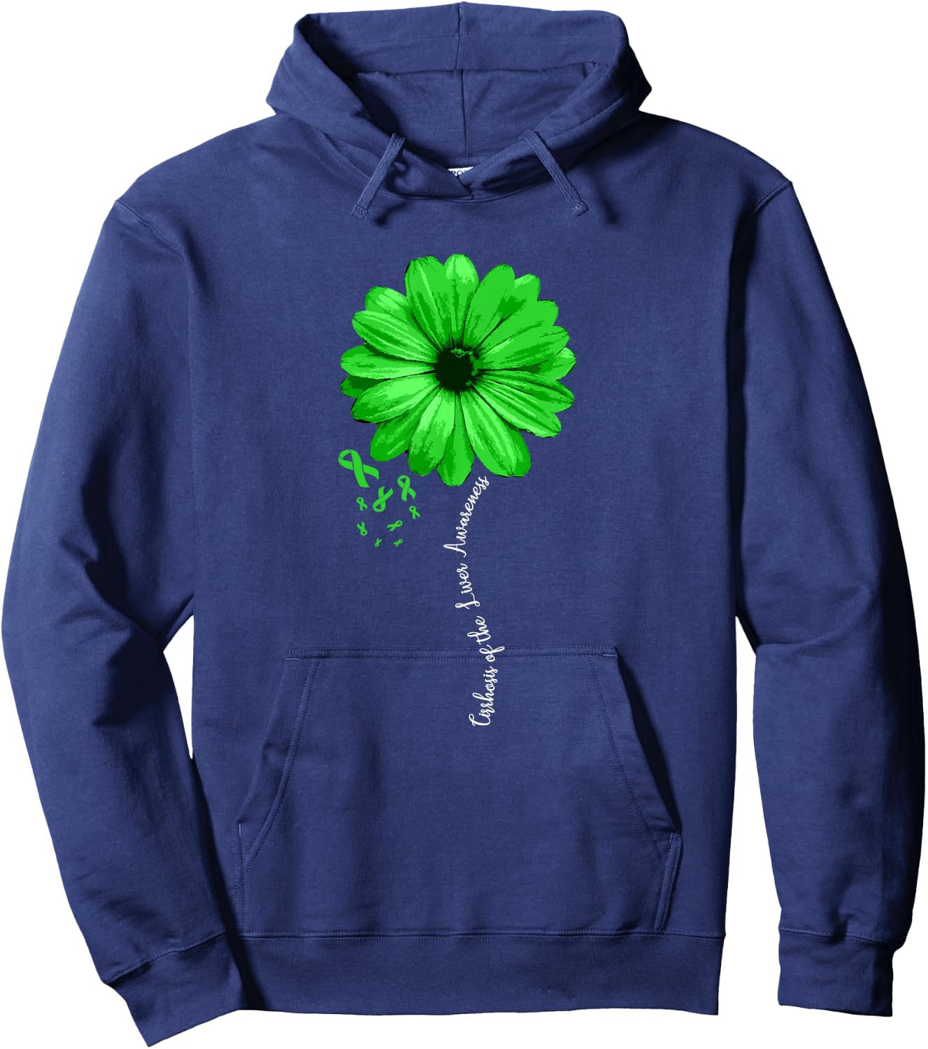 Cirrhosis of the Liver Awareness Products -Adults Black Floral Hoodie - Hoodie | Navy