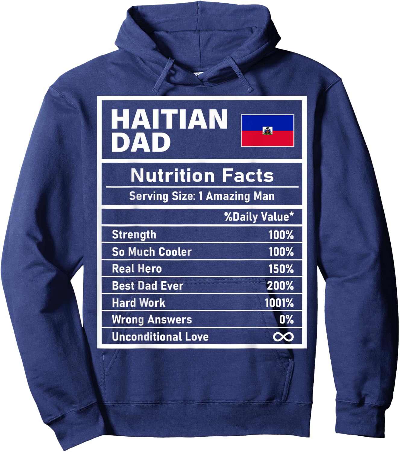 Haitian Dad Nutrition Facts Father's Day National Heritage Hoodie - Hoodie | Navy