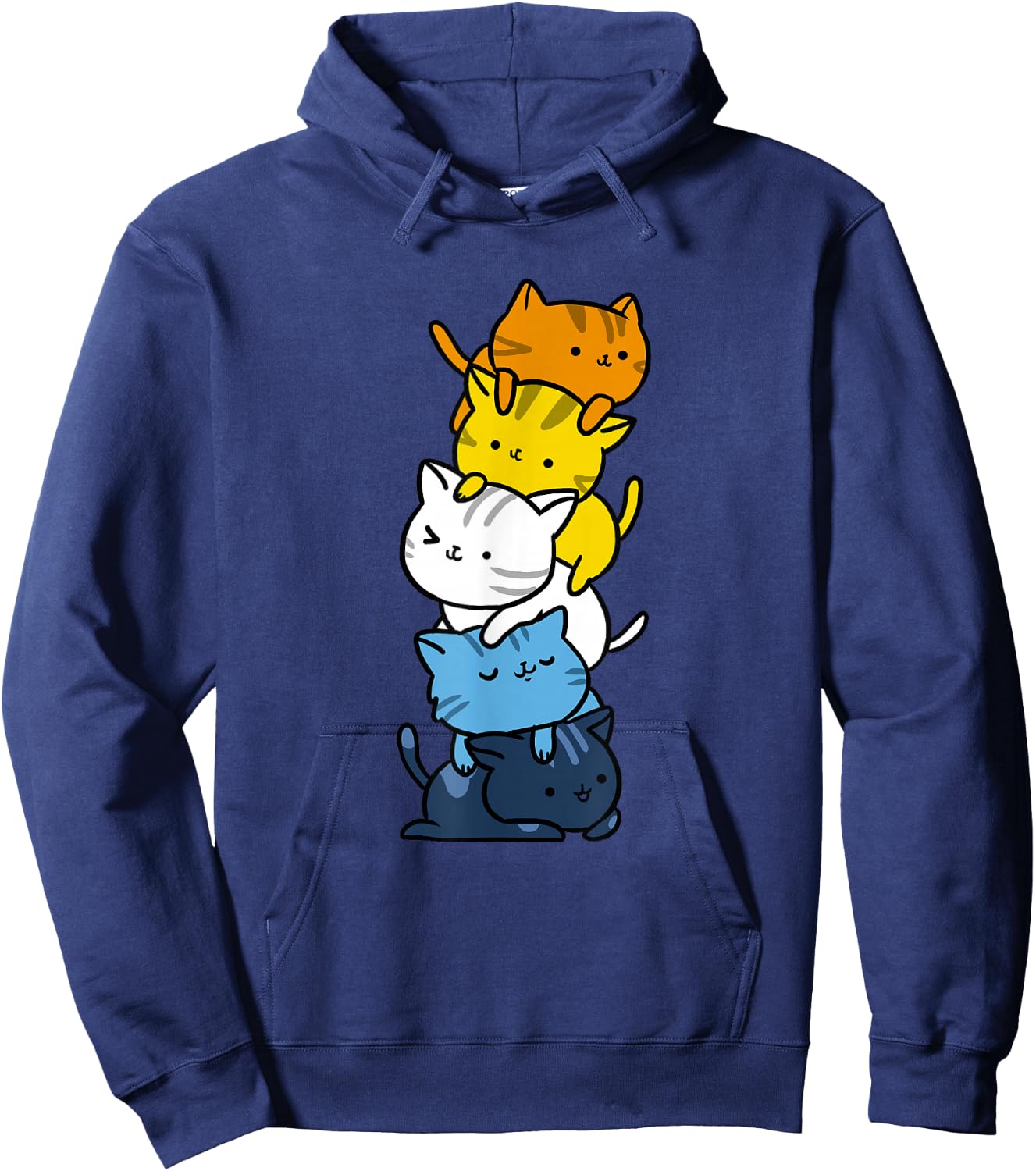 Kawaii Cat Pile Aroace Pride Flag Hoodie - Hoodie | Navy