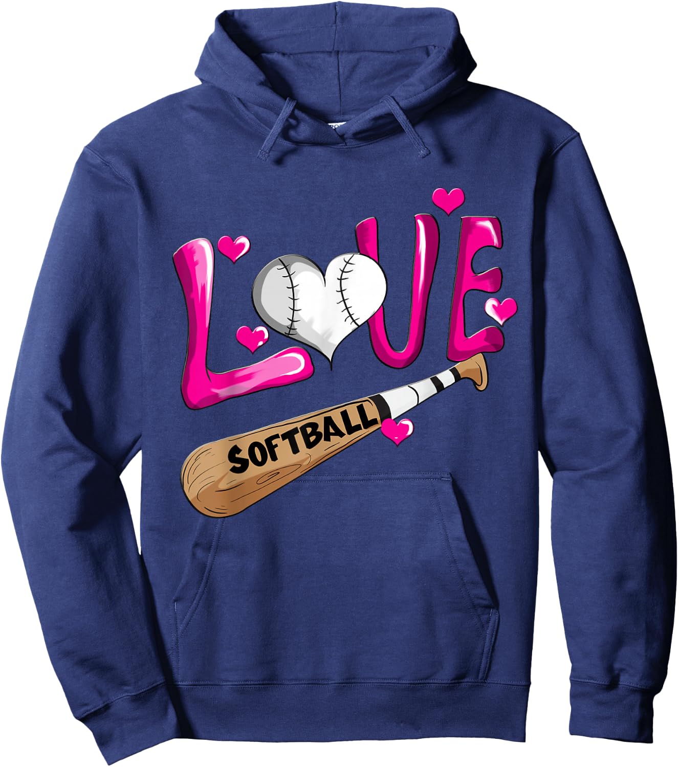 Love Softball Girl Softball Bat Women Field Player Hoodie - Hoodie | Navy