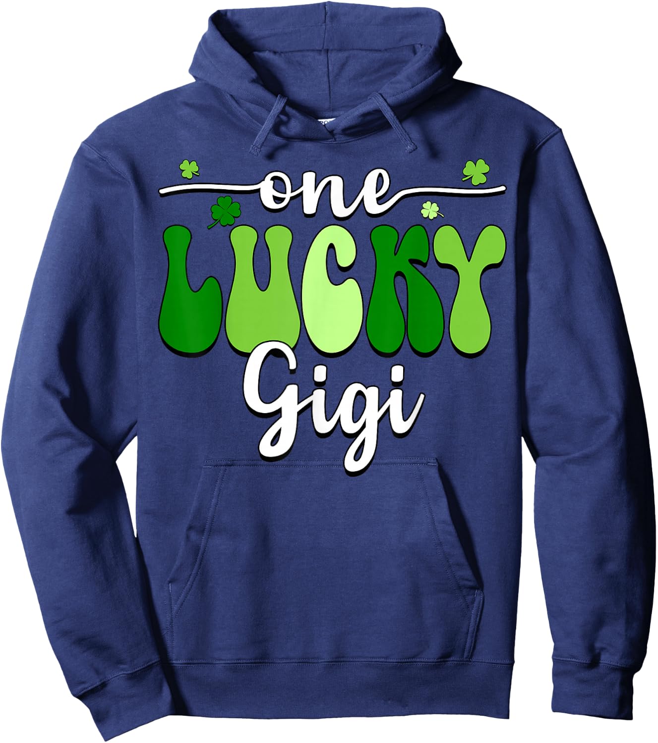 One Lucky Gigi Groovy Retro Gigi St Patrick's Day Hoodie - Hoodie | Navy