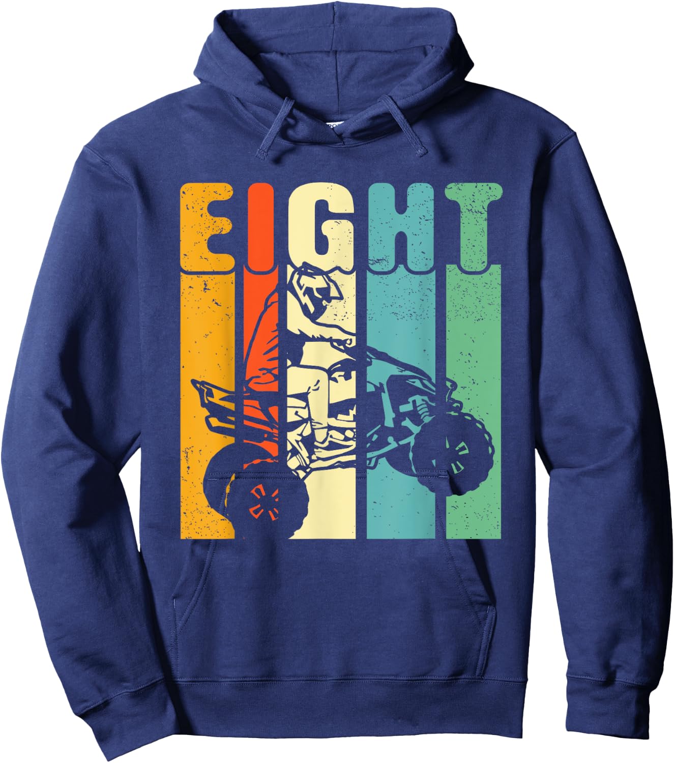 8th Birthday ATV Off Road Four Wheeler Quad Bike Mud Racing Hoodie - Hoodie | Navy
