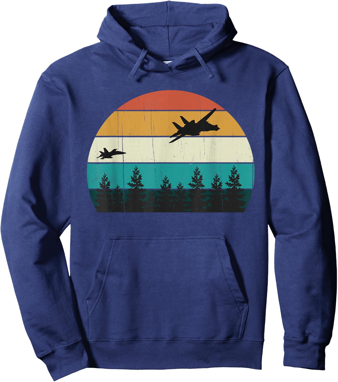 Retro Dog Fight Aircraft Pilot: Vintage Sunset Military Jets Hoodie - Hoodie | Navy