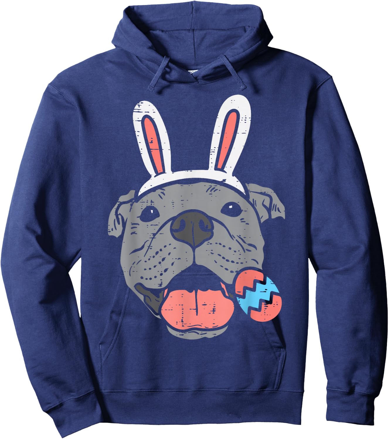 Easter Pitbull Bunny Face Pittie Dog Lover Men Women Kids Hoodie - Hoodie | Navy