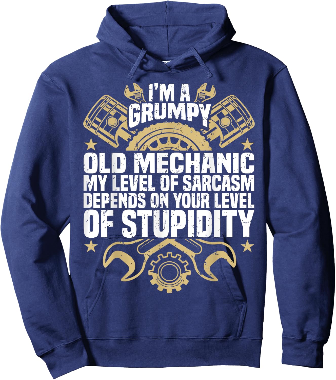 I'm A Grumpy Old Mechanic, Engine Quote, Motor, Car, Garage Hoodie - Hoodie | Navy