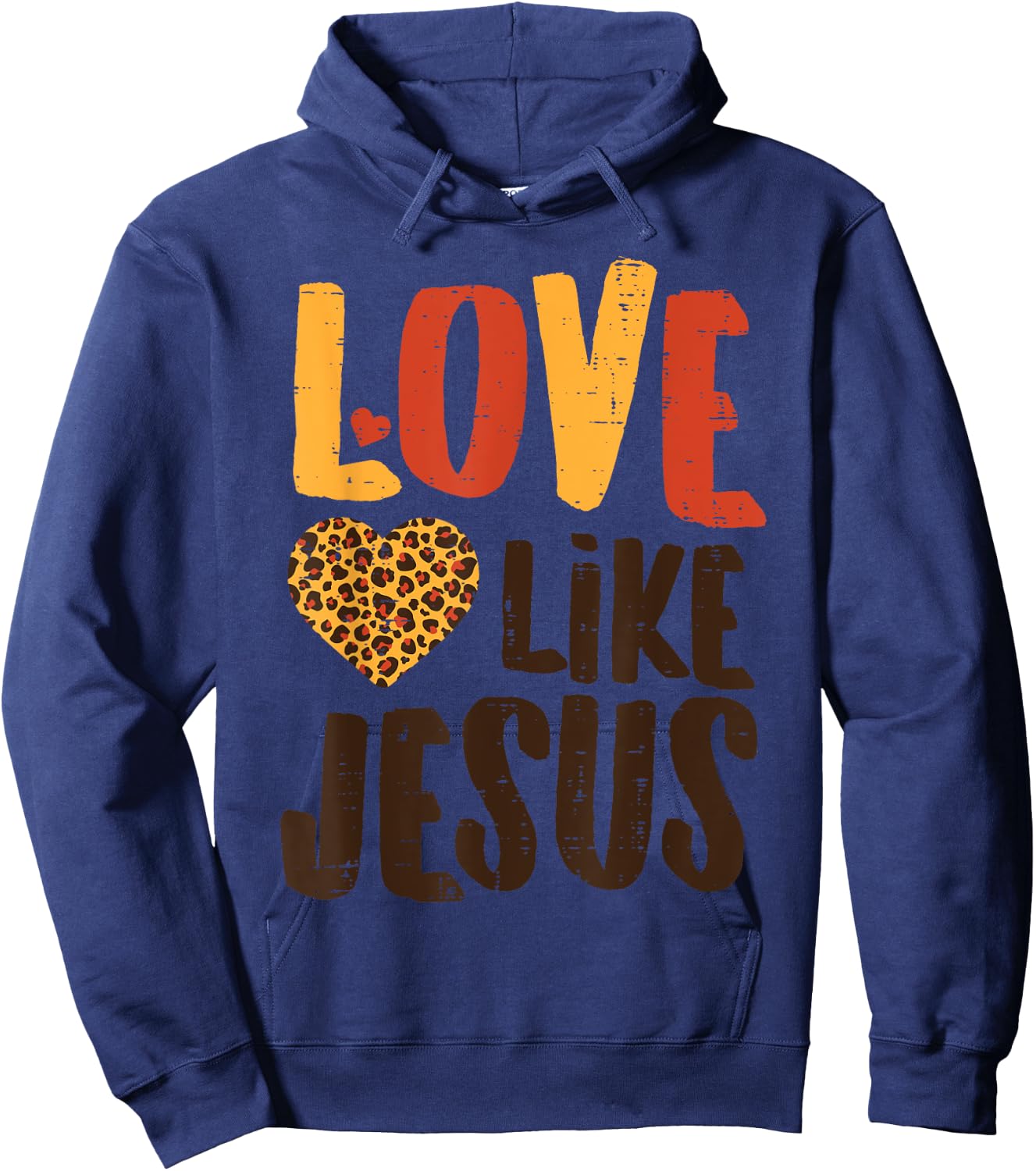 Love Like Jesus Leopard Heart God Christian Girls Women Hoodie - Hoodie | Navy