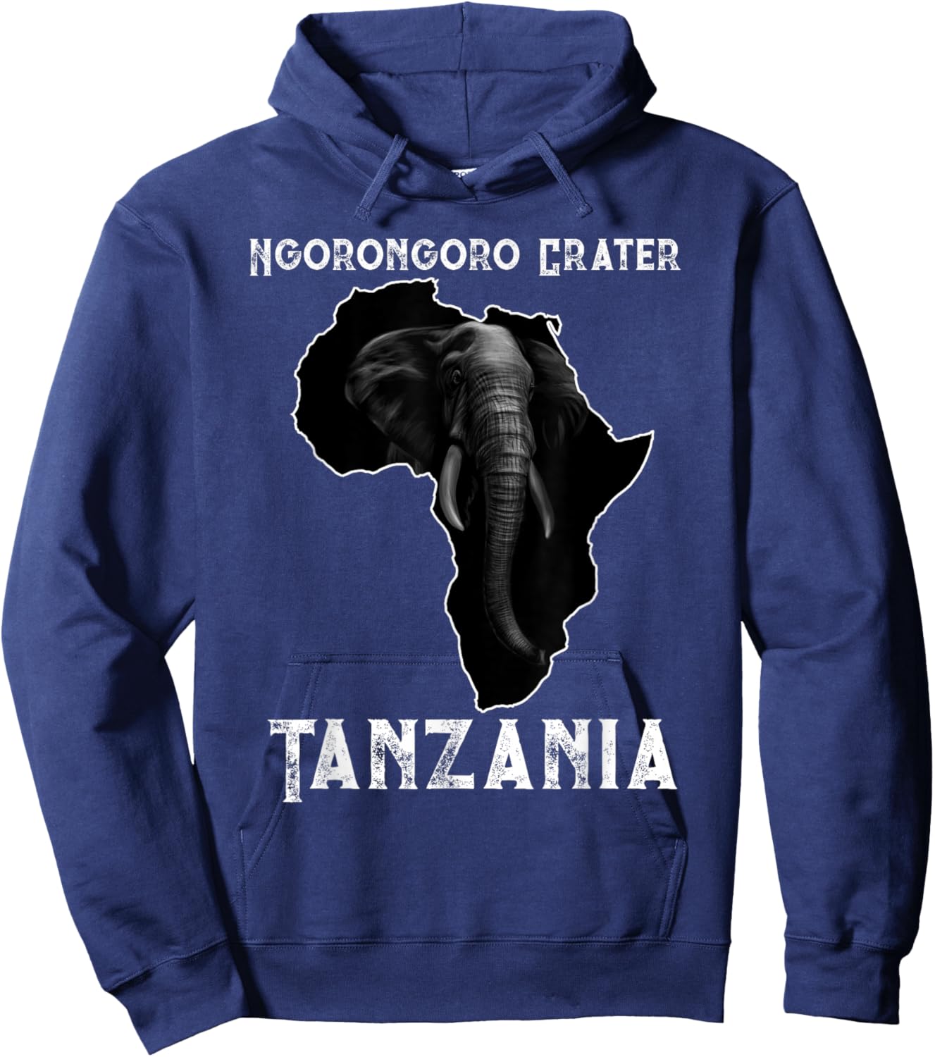 Vintage Sunset Elephant Safari Ngorongoro Crater Tanzania Hoodie - Hoodie | Navy