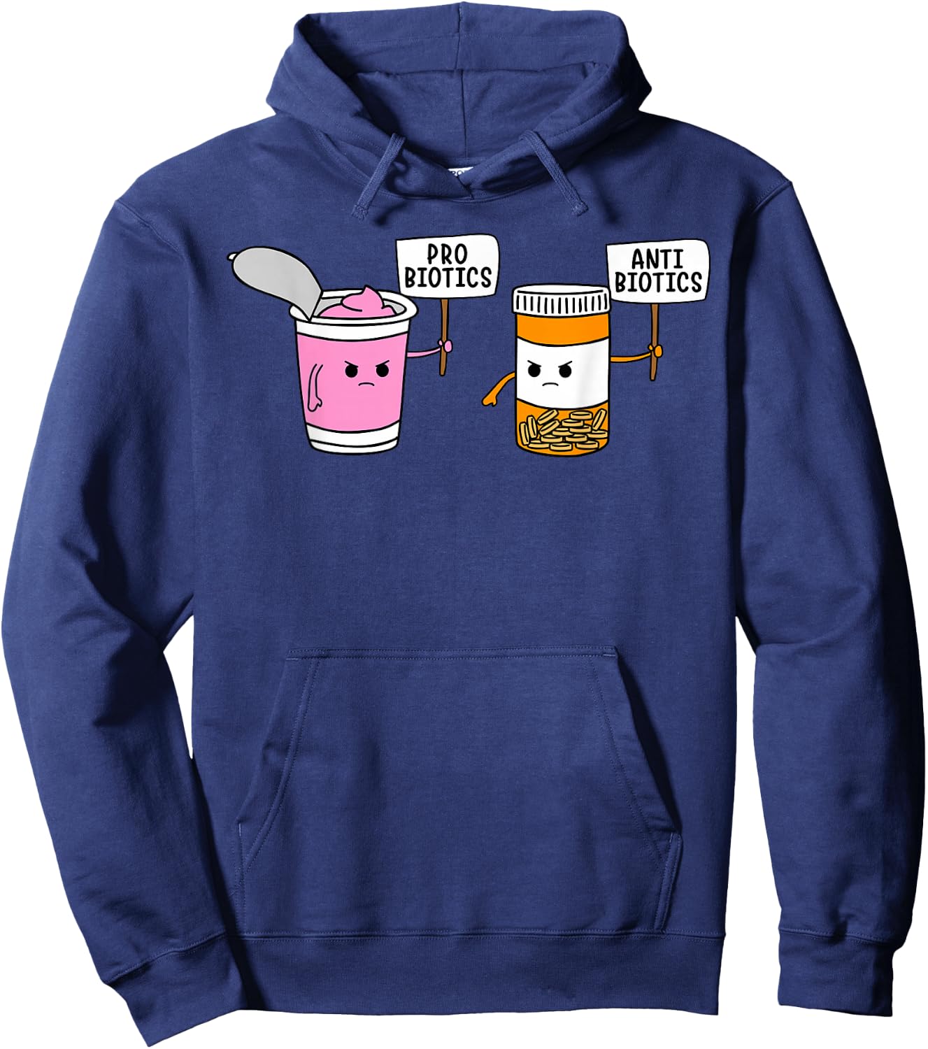 Probiotics Antibiotic Fun Medical Cartoon Pun Shirts Hoodie - Hoodie | Navy