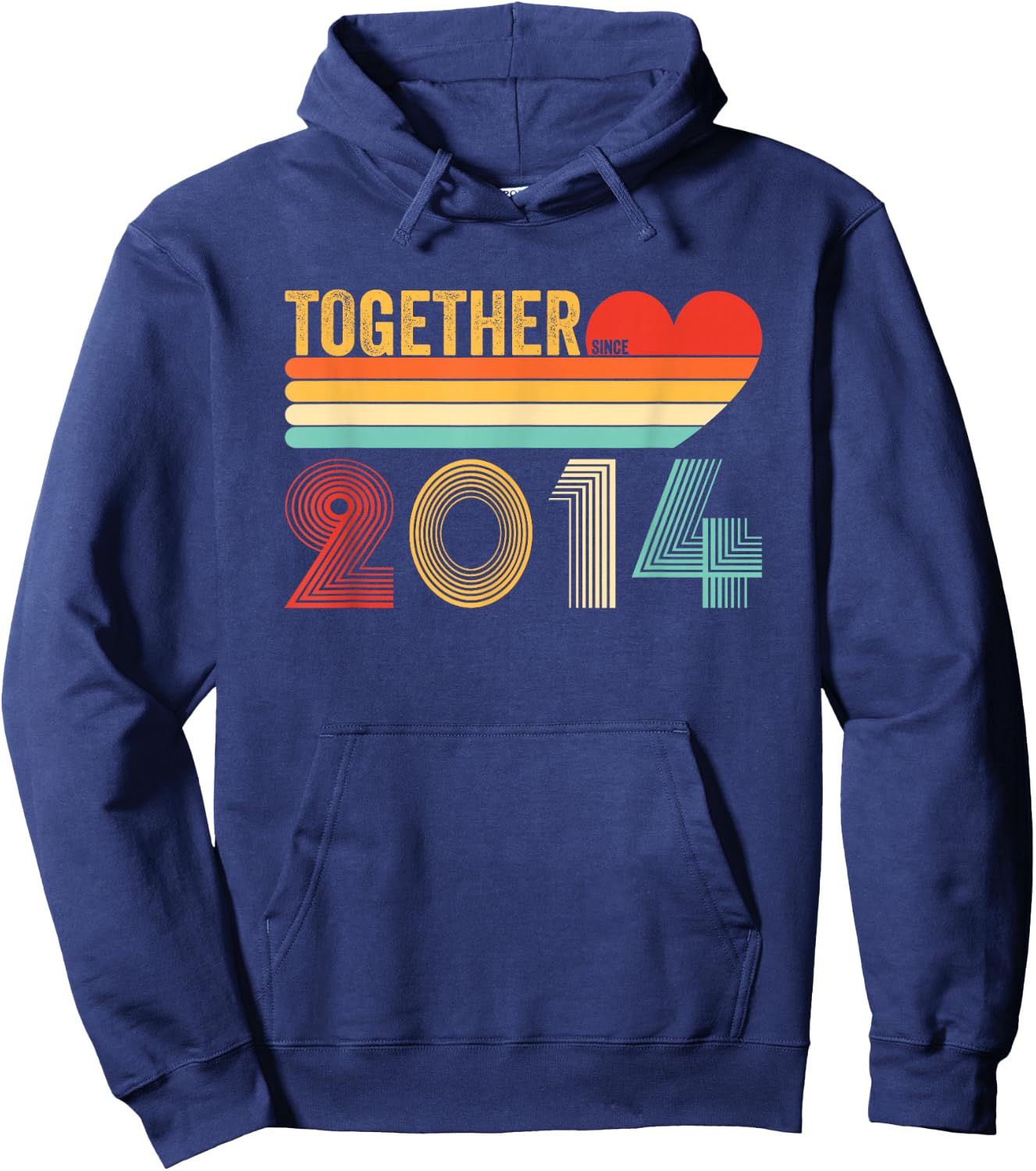 Together Since 2014 Couple Retro Anniversary Shirt Hoodie - Hoodie | Navy