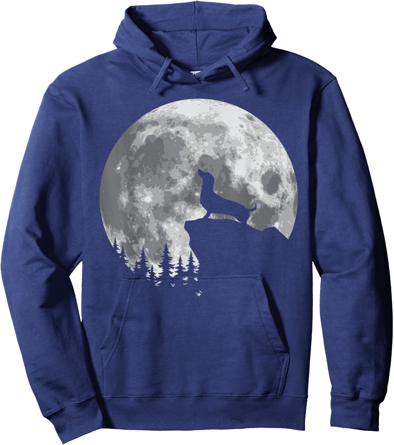 Funny Howling Dachshund Full Moon Wiener Dog Vintage Design Hoodie - Hoodie | Navy