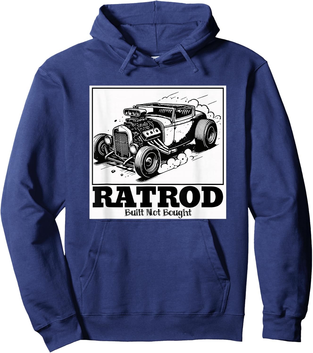 Ratrod Built Not Bought Cartoon Panel Style Hoodie - Hoodie | Navy