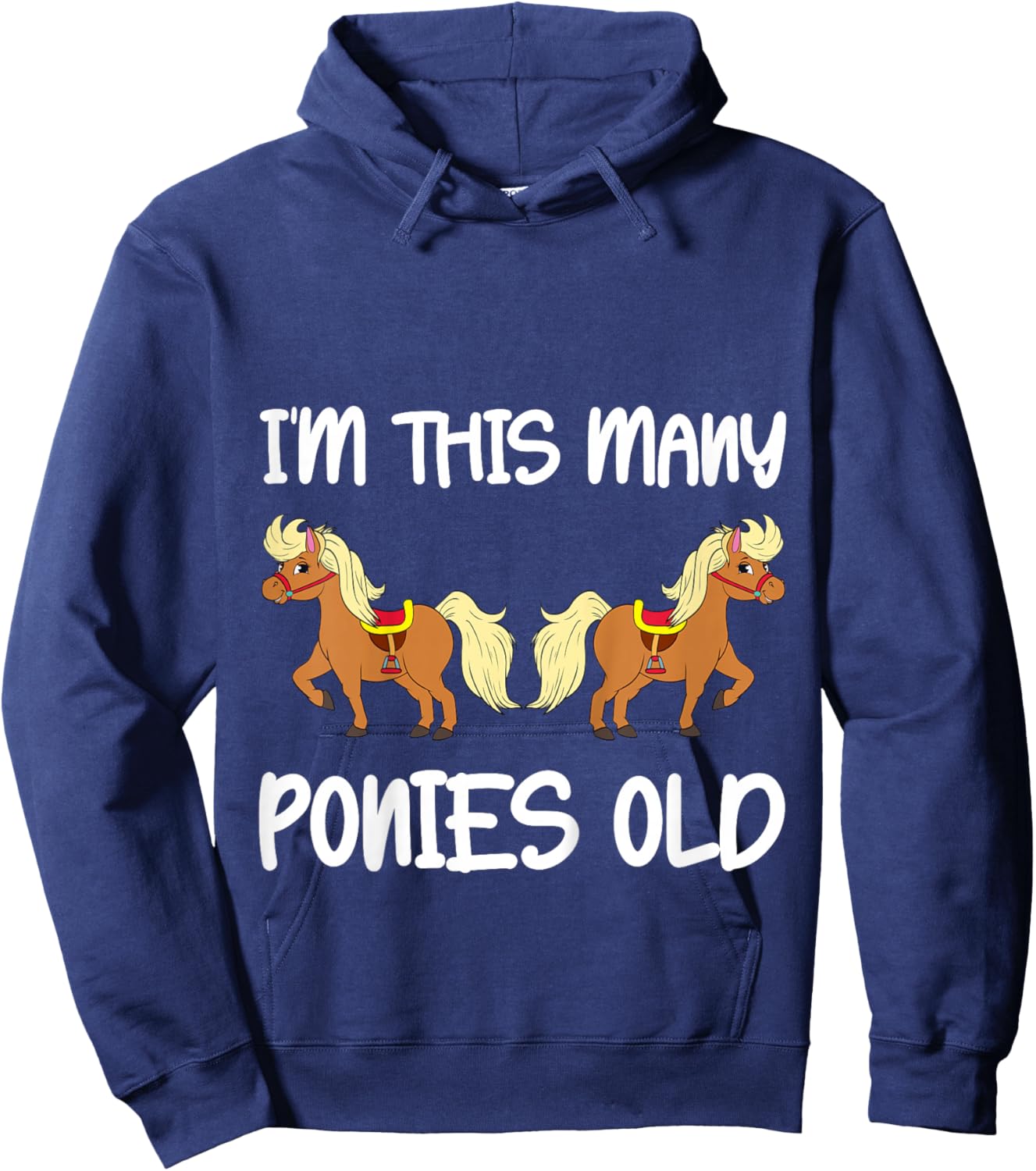 I'm This Many Ponies Old Girls 2nd Birthday 2 Years Pony Hoodie - Hoodie | Navy
