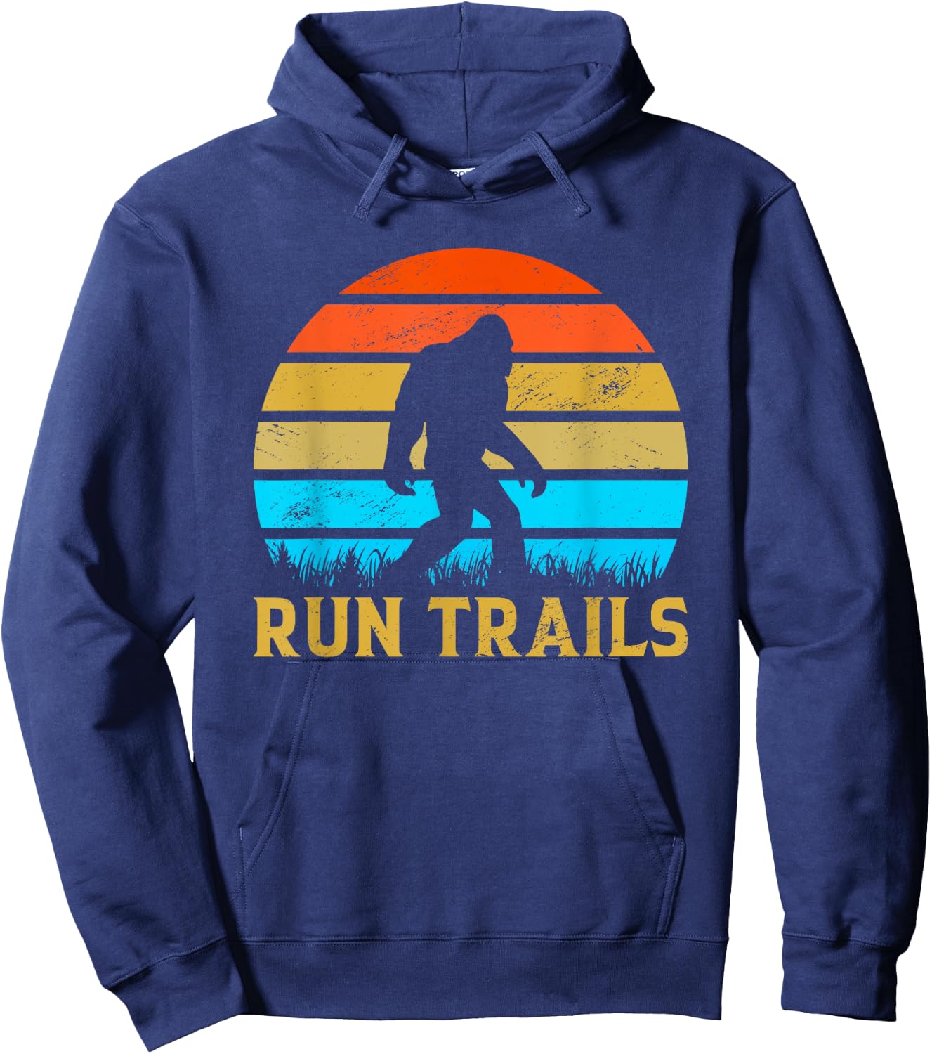 Run Trails Bigfoot Runner Yeti Believer Running Sasquatch Hoodie - Hoodie | Navy
