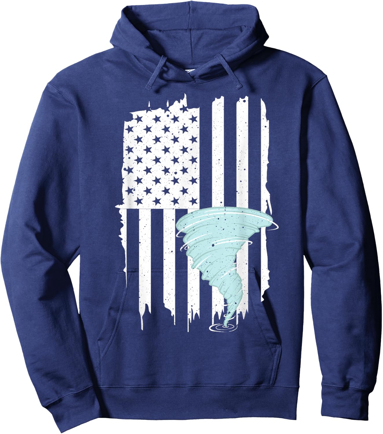Tornado US Flag Hurricane Storm Tornado Chaser Men Women Hoodie - Hoodie | Navy
