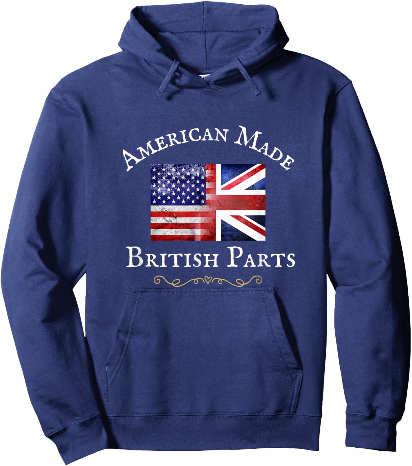 American Made British Parts, Women, Men, Usa British Flag Hoodie - Hoodie | Navy