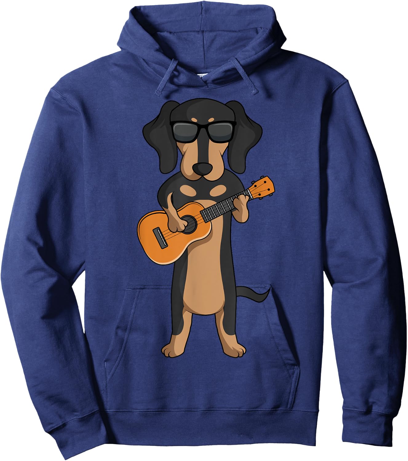 Dachshund Dog Playing Ukulele Guitar Men Women Girls Kids Hoodie - Hoodie | Navy