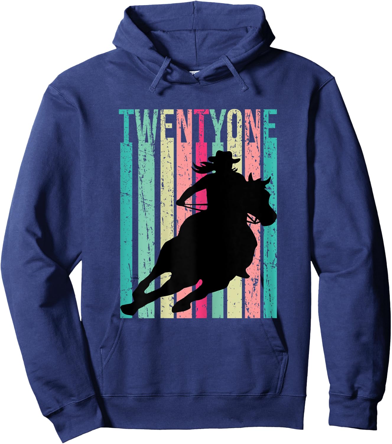 Retro Rodeo 21st Birthday Horse Lover Cowgirl Country 21 Hoodie - Hoodie | Navy