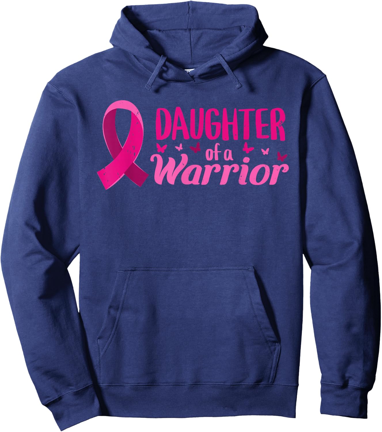 Breast Cancer Awareness Daughter Of A Warrior Pink October Hoodie - Hoodie | Navy