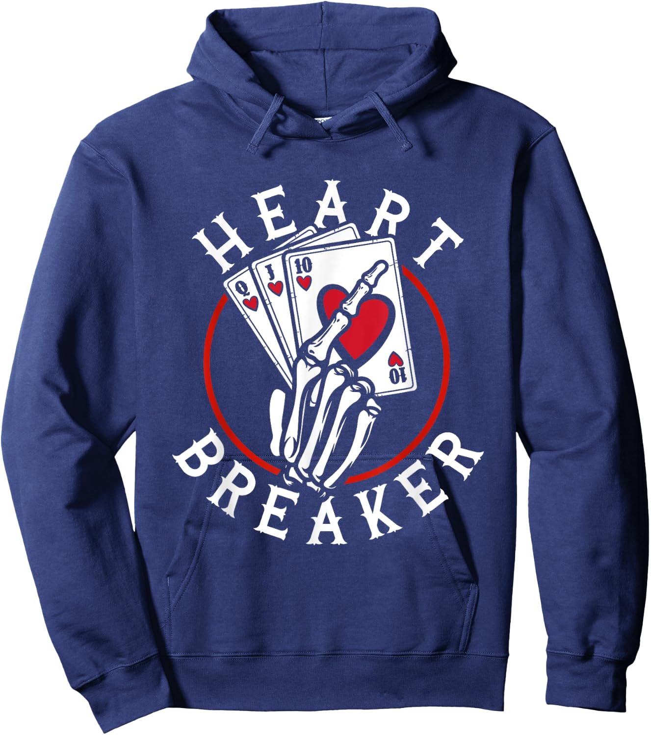 Heart Breaker Skeleton Playing Cards Poker Casino Love Game Hoodie - Hoodie | Navy