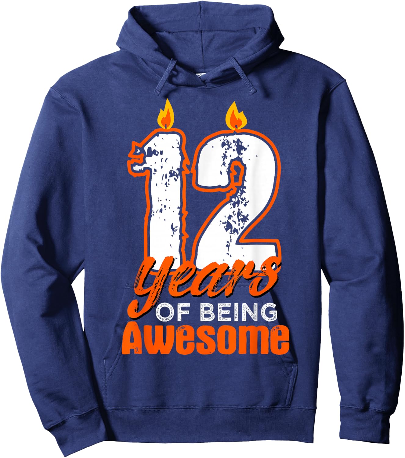 Candle 12 Birthday Party Wishes Cake Decoration Candlelight Hoodie - Hoodie | Navy