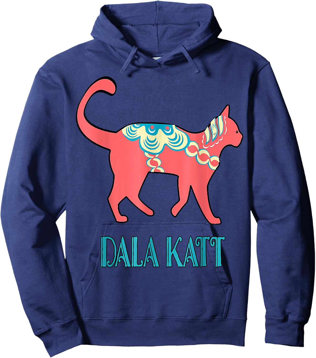 Swedish Dala Cat Dalecarlian Horse Kitty Katt Cat Nordic Hoodie - Hoodie | Navy