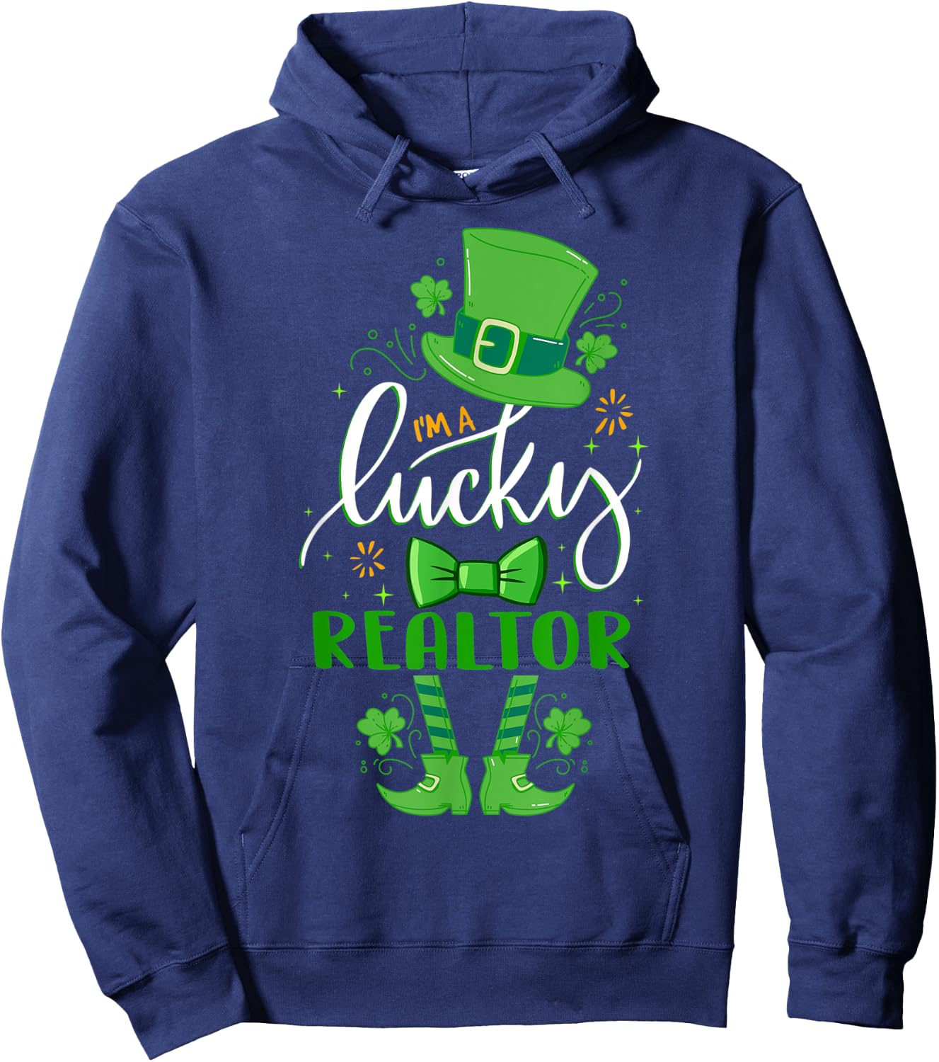 Matching St Patricks Day Leprechaun I'm a Lucky Realtor Hoodie - Hoodie | Navy