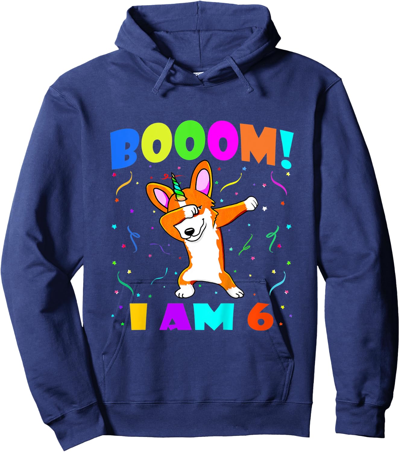 Kids Dabbing Corgicorn Booom! I Am 6 Boy Girl 6th Birthday Outfit Hoodie - Hoodie | Navy