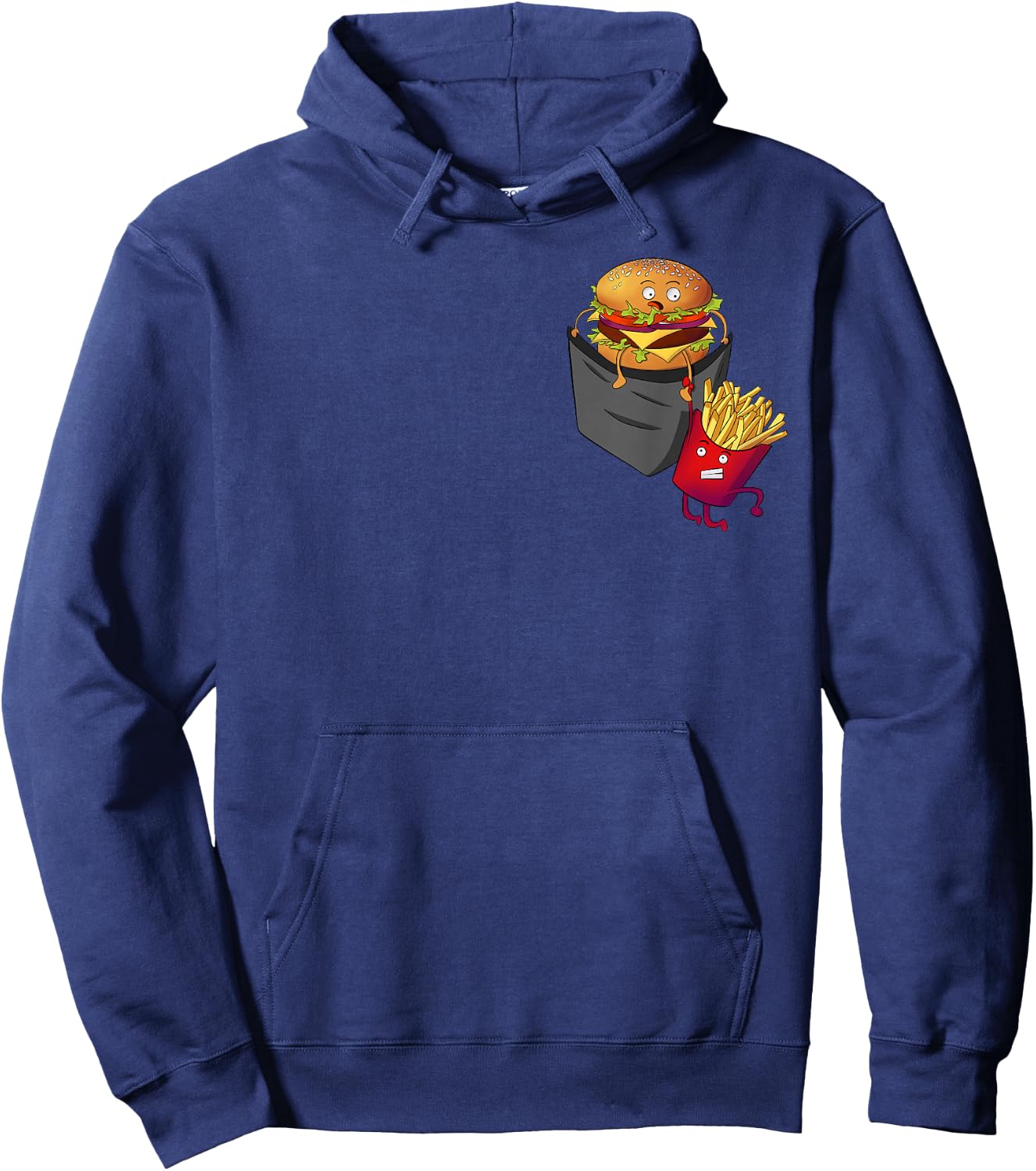 Fast Food in Pocket - Fries Burger Pommes Frites Potato Hoodie - Hoodie | Navy