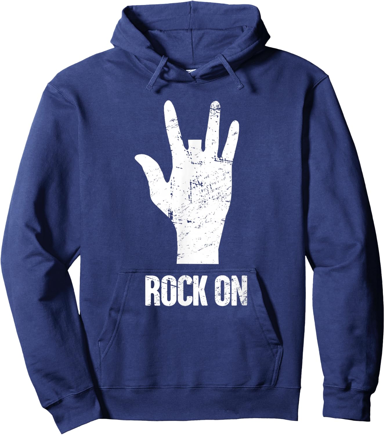 Rock - Distressed Funny Cut Off Missing Finger Hoodie - Hoodie | Navy