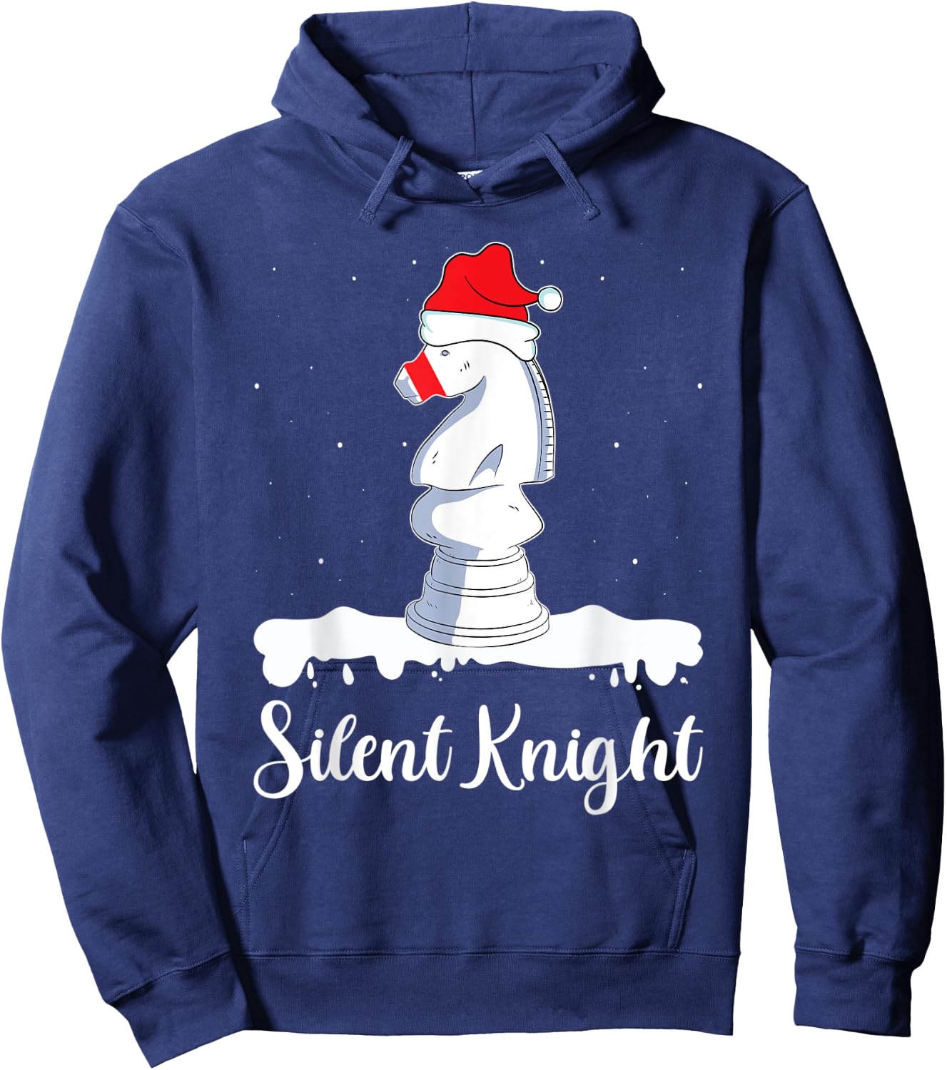 Silent Knight Chess Pun Xmas Knight Figure Christmas Chess Hoodie - Hoodie | Navy