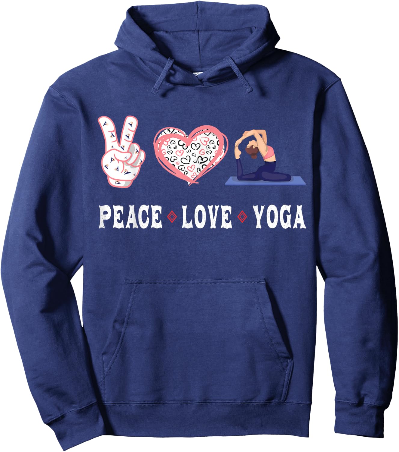 Yoga lovers Player fans Peace love Yoga Hoodie - Hoodie | Navy