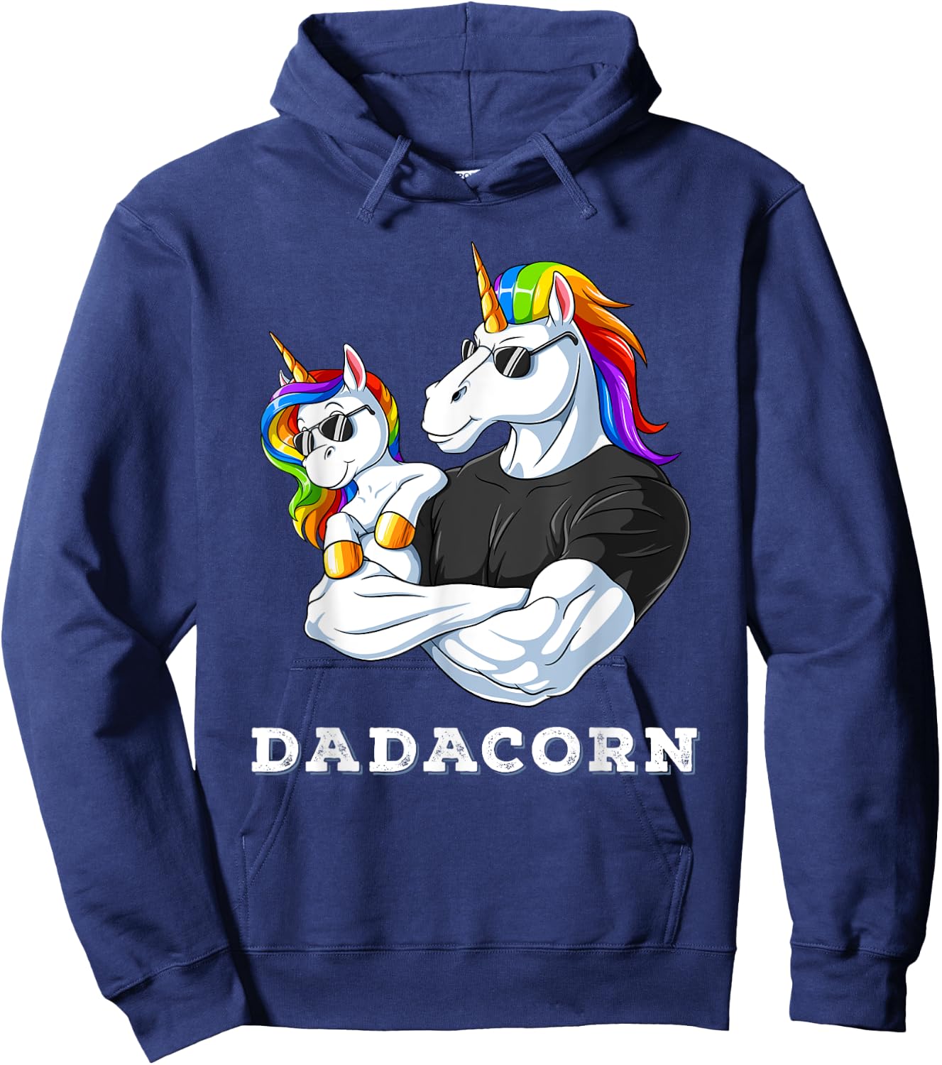 Dadacorn Unicorn Dad of the Birthday Girl Father's Day Gift Hoodie - Hoodie | Navy