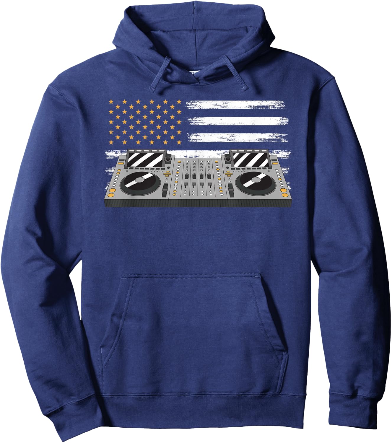 American Flag Sound Mixer 4th of July Patriotic DJ Hoodie - Hoodie | Navy