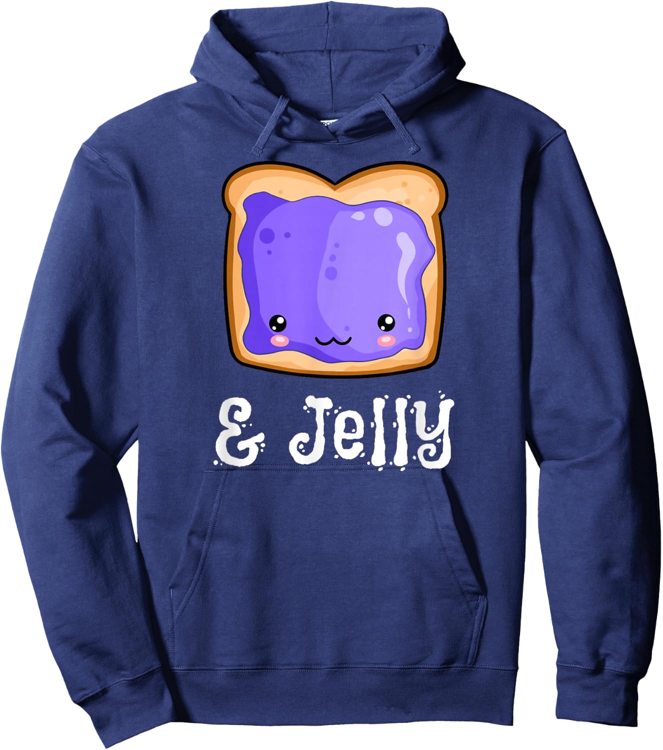 Kawaii Peanut Butter & Jelly PB&J Matching Blueberry Jam Hoodie - Hoodie | Navy