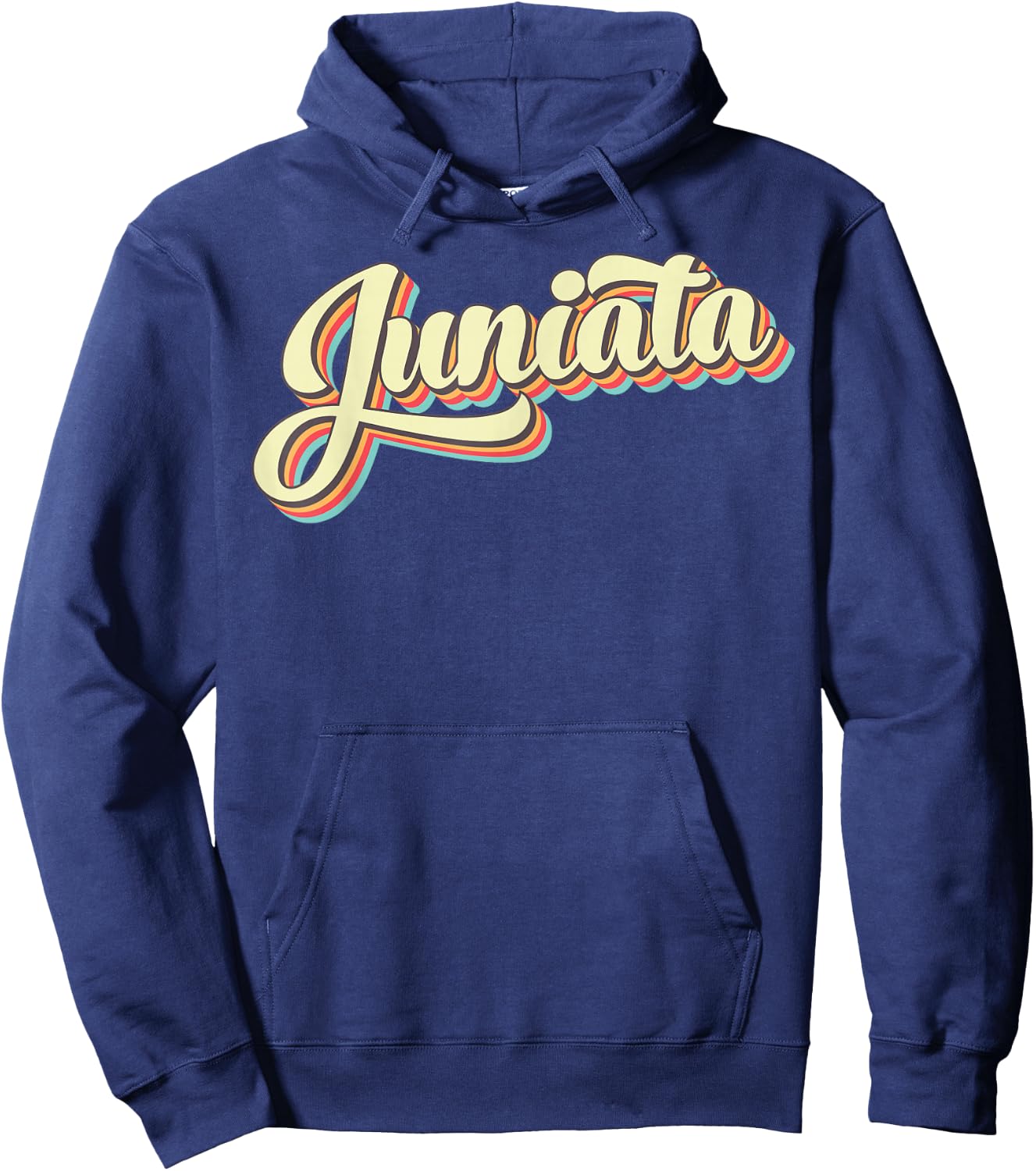 Juniata Retro Art Baseball Font Vintage Hoodie - Hoodie | Navy
