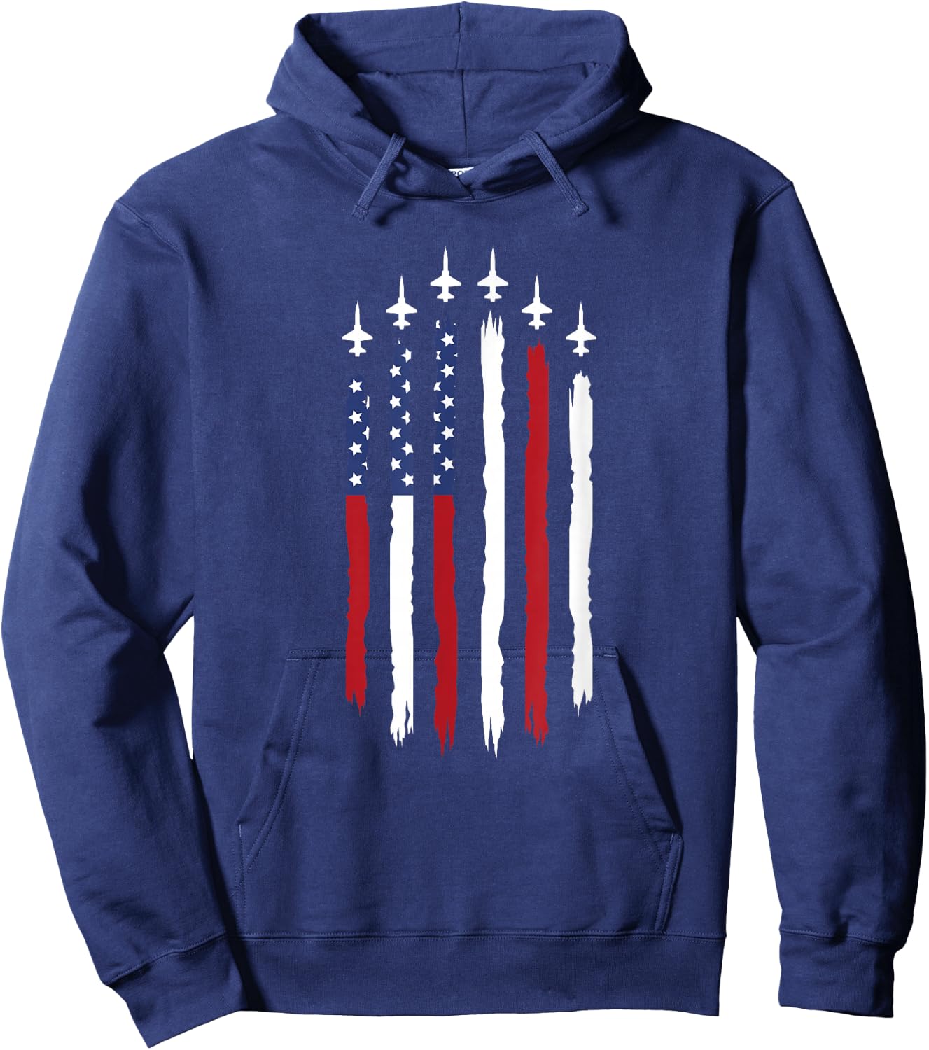 Patriotic Red White Blue USA Flag Fighter Jets 4th of July Hoodie - Hoodie | Navy