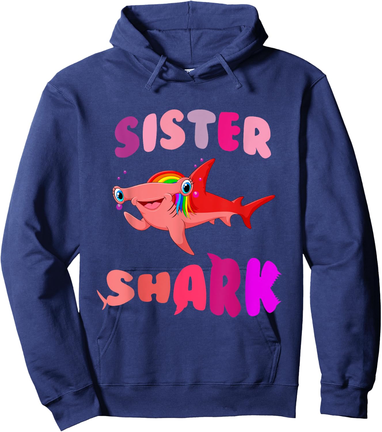 Sister Shark hammerhead birthday family shark matching Hoodie - Hoodie | Navy