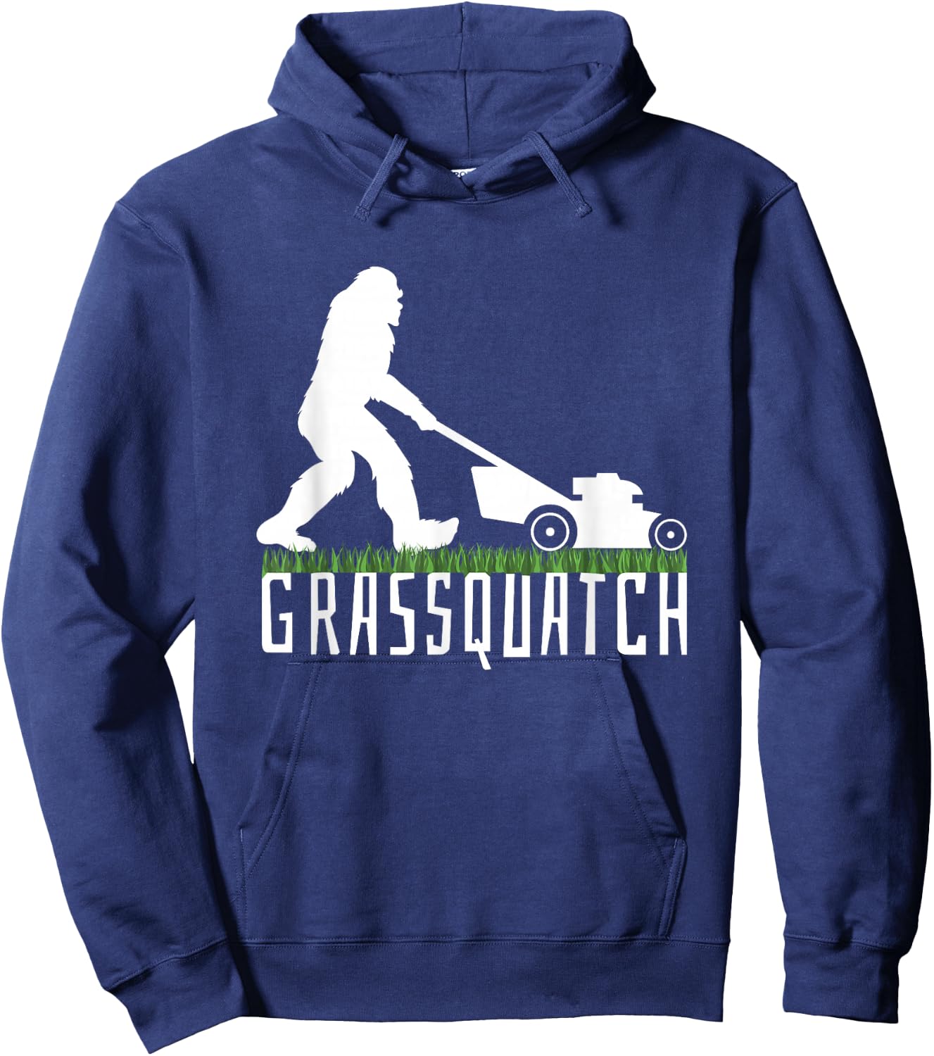 Funny Lawn Mowing Sasquatch Grassquatch Bigfoot Lawn Mower Hoodie - Hoodie | Navy