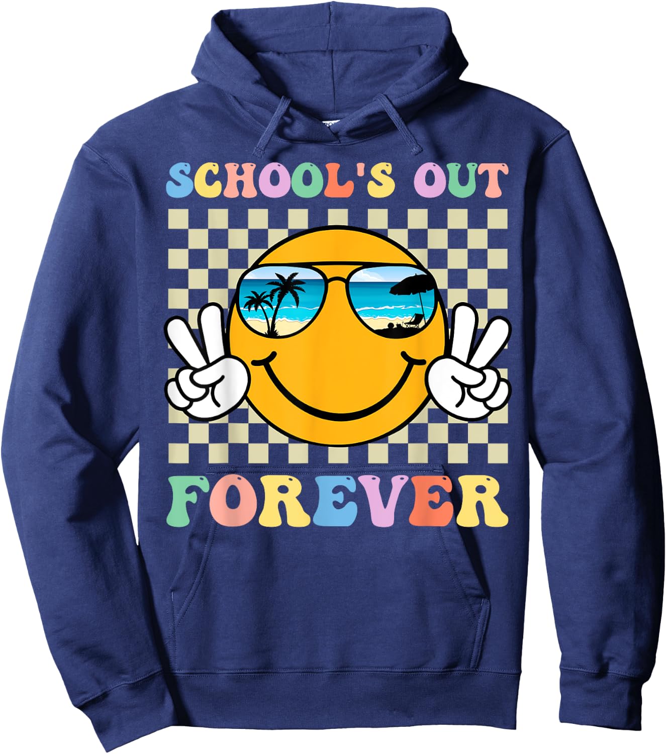 Retro Groovy School's Out Forever Retired Teacher Retirement Hoodie - Hoodie | Navy